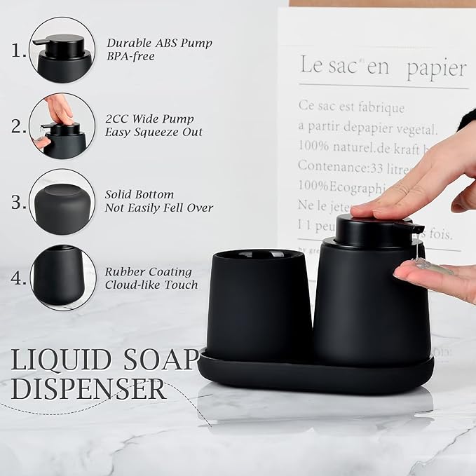 BosilunLife Bathroom Accessories Set 3 pcs (Black-Liquid)