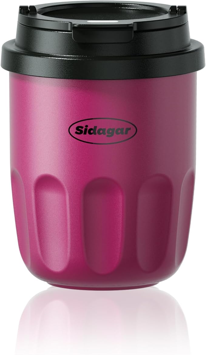 Travel Coffee Mug 10 oz Ceramic Lined Tumbler, Double Wall Stainless Steel Coffee Cup with Lid, Vacuum Spill Proof Mini Water Bottle, Insulated Thermal Mug for Home Office, Purple