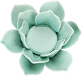 OwnMy Green Ceramic Lotus Flower Tealight Holder 4.5 Inch Lotus Petal Tealight Candle Holder, Ceramic Votive Candle Stand for Wedding Table Centerpieces Home Decors