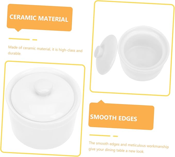 2pcs Ceramic Stew Bowl with Lid Steamed Egg Pot for Soups Food Container Dishwasher Safe for Family Meals and Cooking