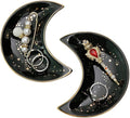 Soddeph Small Moon Ceramic Jewelry Tray, Decorative Trinket Dish, Ring Holder Plate, Modern Accent Tray for Bathroom, Nightstand, Entryway Table, Vanity (2, Black)