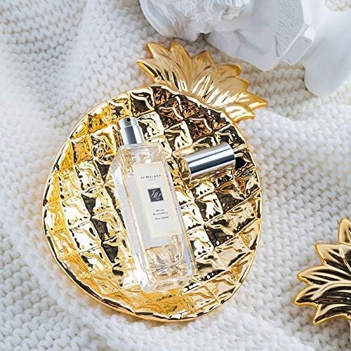 Lependor Ceramic Plate Jewelry Tray Jewelry Holder Jewelry Display - Ring Dish - Organizer for Keys - Phone - Jewelry - Watch - Wallet -Trinket - Best Wedding/Birthday - Big Size Golden Pineapple