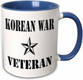 3dRose Korean War Veteran, Black and White 11oz Two-Tone Blue Mug
