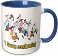 3dRose Seven Swans a-Swimming 15oz Two-Tone Blue Mug