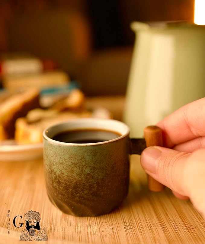 PRINCE G Ceramic Coffee Tea Tasting Cup Japanese Style Coffee Tea Mug With Handgrip (Blue)