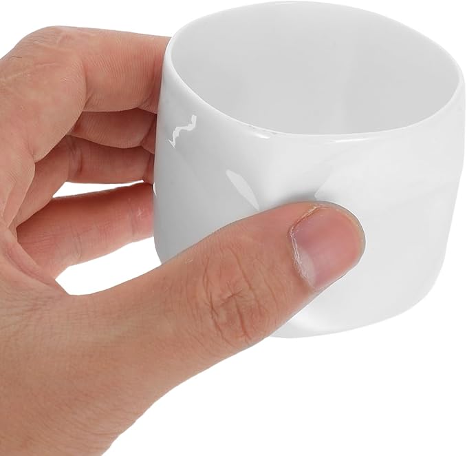 GLEAVI Mini Irregular Shaped Ceramic Teacup Versatile White Porcelain Bowl Candle Holder for Daily Use Home Decor and Festive Occasions