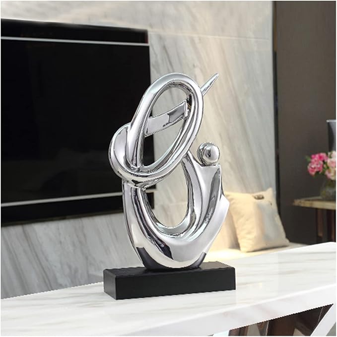 Sculptures Statues Sculptures Decoration, Ceramic Decoration Table Decoration Living Room, Decoration Apartment Modern Sculpture, d (Silver a)