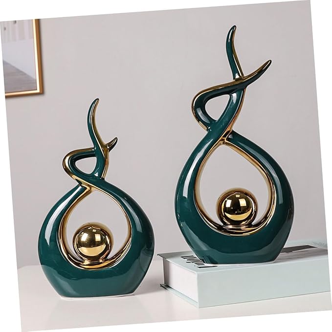 Zerodeko Ceramic Modern Abstract Art Statue for Home Decor Unique Table Ornament for Living Room and Dining Room Chic Abstract Sculpture for Bookshelf and Tv Cabinet and Design