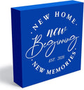 MUBIAO Rustic 2026 New Home Housewarming Gifts Ideasfor Women Men Friend Home Desk Shelf Decor - 5.1 x 5.1 Inches New Memories Decor Accessories - Blue