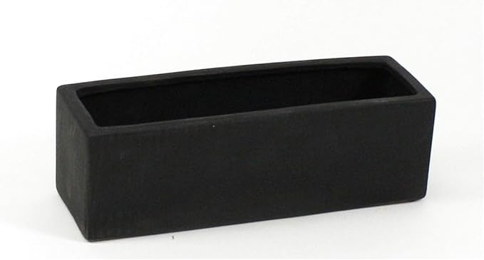 WGVI Long Rectangle Ceramic Planter Vase in Black 12" x 4" x 4"H, Block Rectangular Terrarium Box Pot, Flower Arrangement, Table top Centerpiece, Home Decor Organization Storage Container, 6 Pcs.
