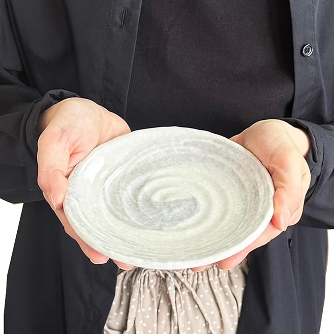 5.9 inches Serving Plates Set of 5, Rough Cut Shape Pottery, Dishwasher and microwave safe,Japanese Traditional Style and Color, Dessert plates, Appetizer Plates, Salad Plates (Appetizer Plate)