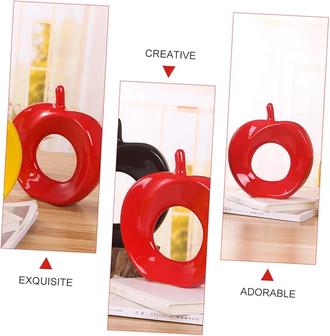 Ceramic Apple Figurine Handmade Decorative Statue for Home and Office Desktop Decor Adorable Red Apple Ornament for Room and Living Room Holidays