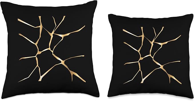 Japanese Kintsugi Pottery Artisan Ceramic Art Throw Pillow