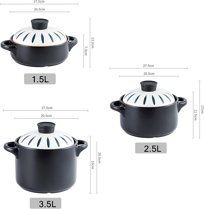 Large Ceramic Bowls, 1 Pc ceramic casserole boiling pot Porcelain Hot Pot Pot korean stone pot Oven enamelware cookware - Soup Pot induction ceramics -20.5X20.5X7CM(1.5L)