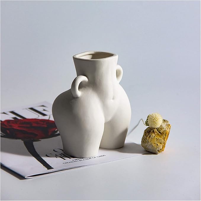 Butt Vase,Modern Body Vase Female Form,Matt White Ceramic Vases Art Nude Female Body Sculpture Vase,Butt Vase for Flowers living room coffee table mantle shelf decor accents 5.51''H X 4.72''W