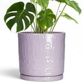 10 Inch Planter, Ceramic Plant Pots for Indoor Outdoor, Round Pot for Plants with Drainage Hole and Sacuer, Boho Plant Pot, Decorative Flower Pots, Living Room Decor, Purple