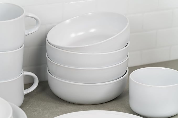 10 Strawberry Street Wazee Matte Coupe Dinnerware, Bowl, White, Set of 6