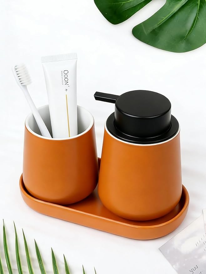 BosilunLife Bathroom Accessories Set 3 pcs (Orange-Liquid)