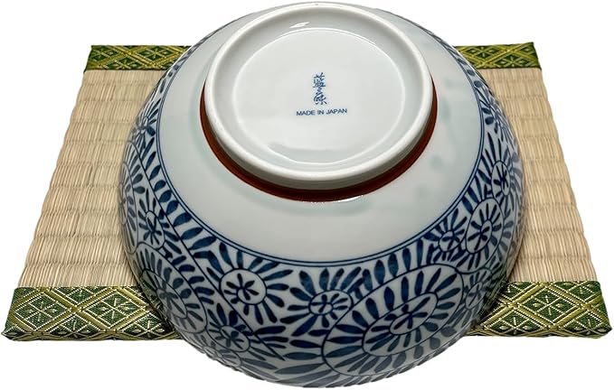 Traditional Japanese Ceramic 51 Fluid Ounces, Wide Mouth Sanuki Serving Bowl, Tako Karakusa Pattern, Donburi Noodle Ramen Soup Pasta, Mino Ware from Japan KG325204