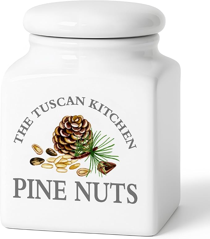 HOMBENE Small Spice Jars Kitchen Storage Spice Canisters Ceramic Containers, Containers Jar for Pine Nuts, Food Jar with Airtight Lids 6 fl. oz Seasoning Containers