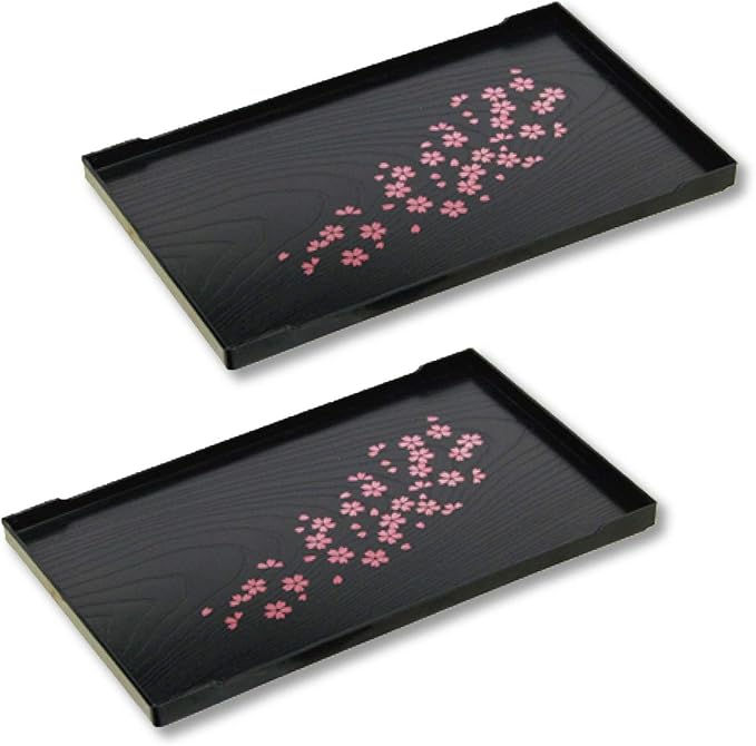 2pack Set, Cherry Blossom Pattern Small Tea Serving Tray, 10 x 6.3inches, Japanese Style, Made in Japan