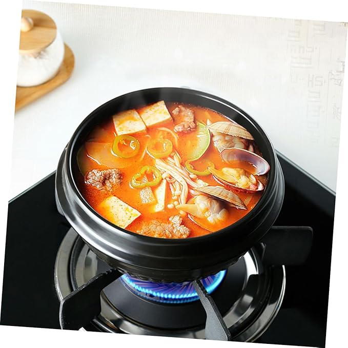 PRETYZOOM Korean Stone Bowl Korean Stone Pot Casserole Ceramic Stewing Pot for Cooking Noodles Rice Soup Bibimbap Non-slip Handle Even Heat Distribution