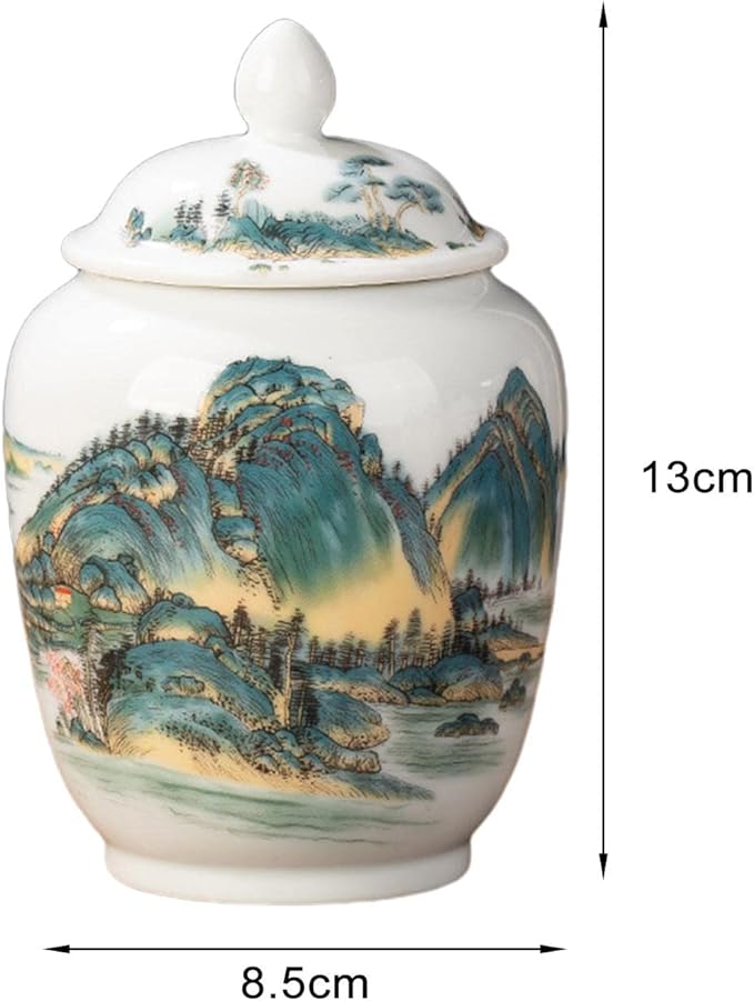 Ceramic Ginger Jar Asian Ginger Jar Decorative Chinoiserie Vase Porcelain Jars for Weddings Wedding Table Decoration, Landscape