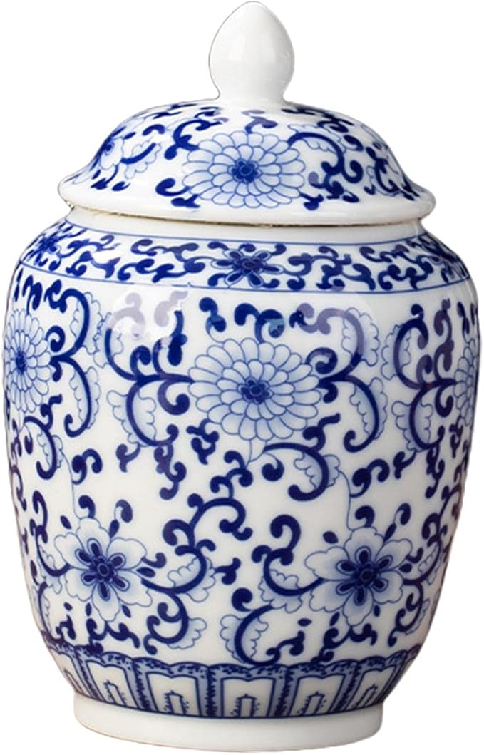 Ceramic Ginger Jar Asian Ginger Jar Vintage Chinoiserie Chinese Vase for