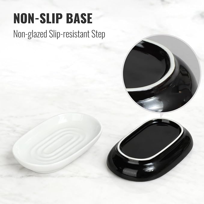 White Ceramic Soap Dish, Minimalist Bar Soap Holder - Elegant Hostess Gift, Housewarming Gift for New Home, Decorative Soap Tray for Bathroom, Kitchen