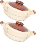 2pcs Chinese Clay Pot with Lid 0.5l Single Handle Small Casserole Korean Stone Pot for Cooking Rice and Soup Oven Safe Home Cookware