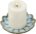 uxcell Candle Holder Plates, 4 Inch Ceramic Candle Tray Tealight Incense Holder Dish Candlestick for Tea Light Aromatherapy Wedding Rustic Vintage Home Decor, Sunflower Blue