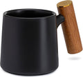 ChefWave Artisan Series Ceramic Coffee Mug with Bamboo Handle (Black) - Sleek, Modern Design, Perfect for Coffee, Tea or Cocoa