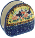 Blue Rose Polish Pottery - Yellow Blue Butterfly Napkin Holder - 5" x 5" - Ceramic Napkin Holders, Decorative Dining Table Accessories