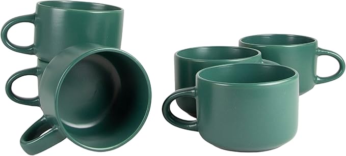 10 Strawberry Street Wazee Matte 4.75"/22 oz Oversized Mug, Set of 6, Emerald Green