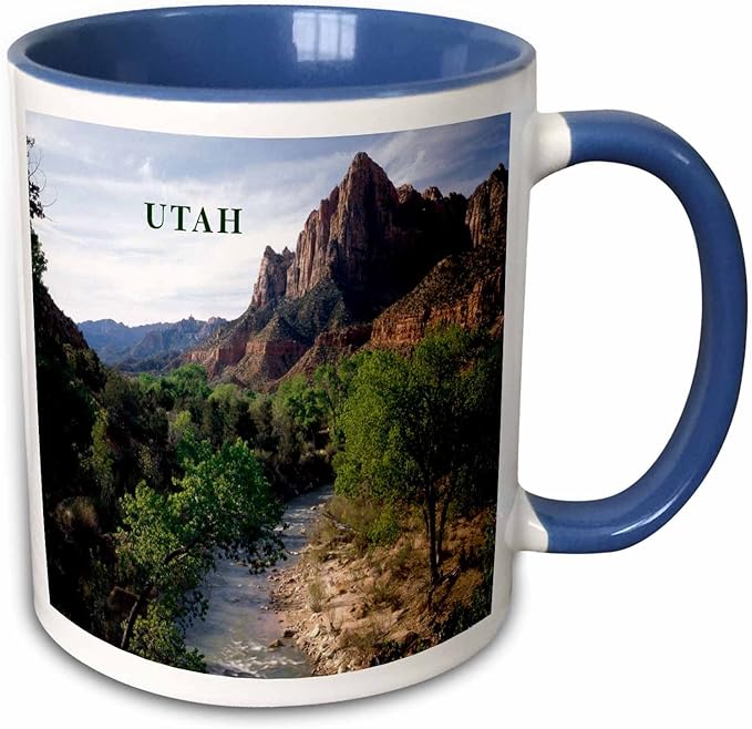 3dRose Utahs Zion National Park 11oz Two-Tone Blue Mug