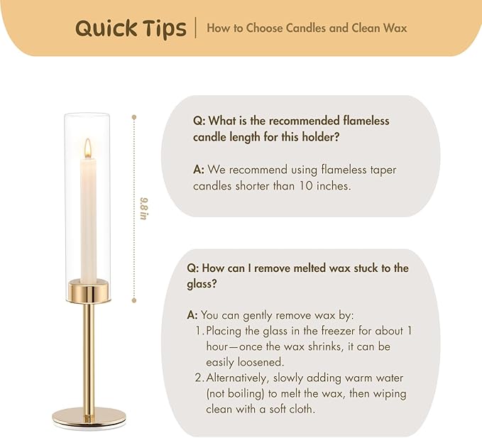 Gold Hurricane Candle Holders Set of 3, Tall Metal & Windproof Glass Taper Candle Holders, Brass Candlesticks Holder Decorations, Table Centerpieces for Weddings, Christmas, Parties, Fireplace Decor