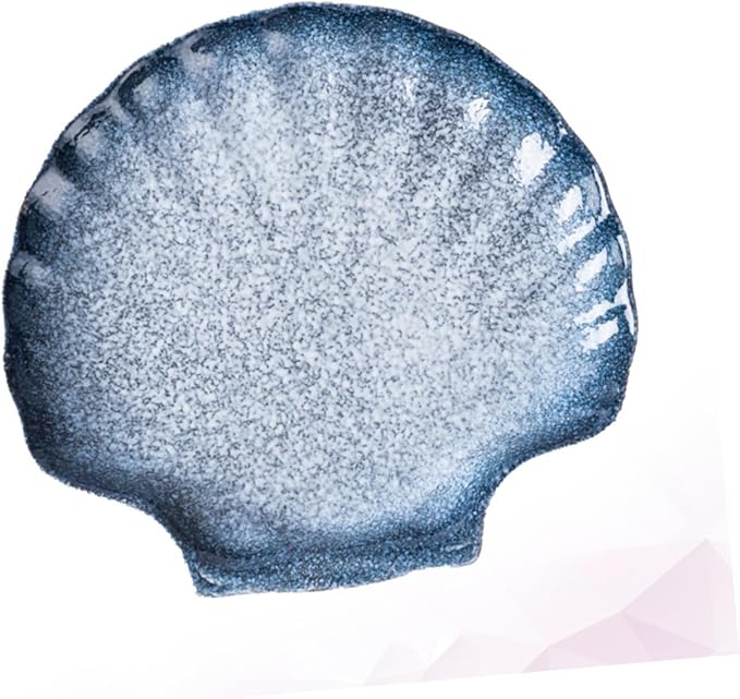 Creative Shell Shape Ceramic Plate Blue Tone Household Dinnerware for Salad Pasta Fruits Easy-clean Porcelain Dish for Home Restaurant Hotel Use