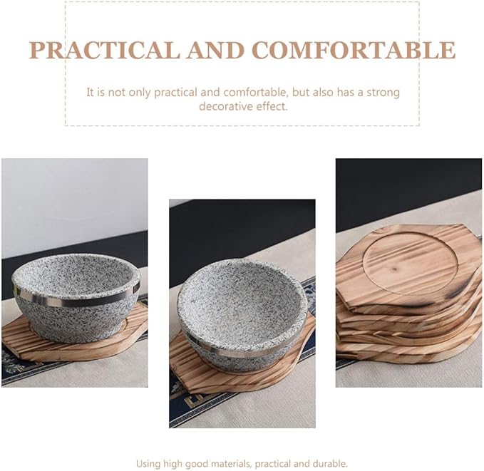 BESTOYARD 10 Pcs Stone Pot Holder Wood Underliner Skillet Casserole Holder Wooden Underliner Trivet Hot Pads for Kitchen Wooden Pot Base Sturdy Pot Mat Korean Stone Tabletop Cork Desktop Tub