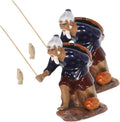 balacoo 2pcs Mini Ceramic Fisherman Figurines for Bonsai and Zen Garden Decoration, Micro Fishing Statue Tabletop Fish Tank Ornament, 3-inch Asian Pottery Sculpture