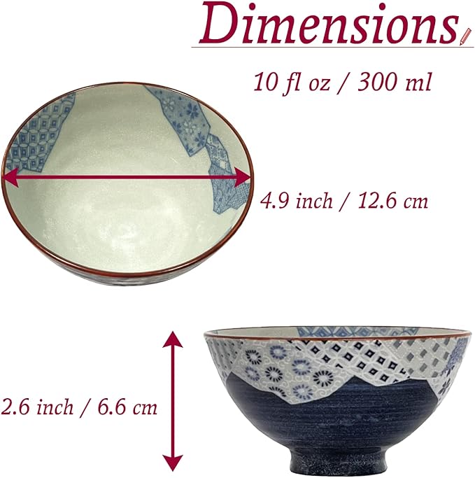 Traditional Style Japanese Ceramics Rice Bowl Chawan Pottery, Dishwasher Microwave Safe Made in Japan (Yuuzen, Medium (oohira))