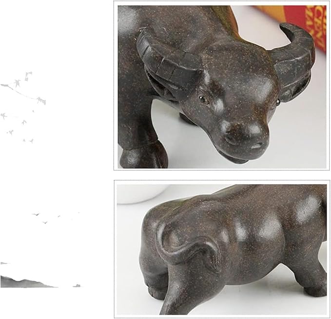 Sculpture Tabletop Ceramic Buffalo Statue Decoration Handmade Art Sculpture Decor Ornaments Desktop Purple Clay Pot Tea Pet Statues Decorations Statue of Wealth Statues
