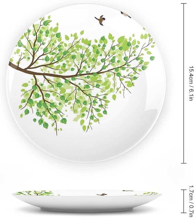 XISUNYA 8 Inch Decorative Plate, Hummingbird Ceramic Plate, Branch with Hummingbirds in Seasonal Spring Print Ceramic Wall Hanging for Home Office Party Dinner Table Decor