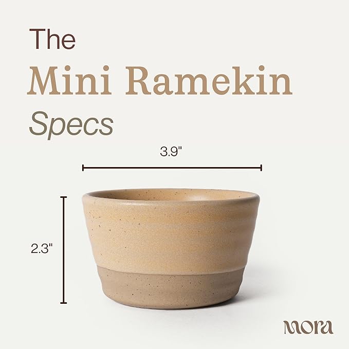 Mora Mini Ramekins Set of 4, 8oz Ceramic Pottery Baking Dishes - Microwave, Oven and Dishwasher Safe - Merrigold