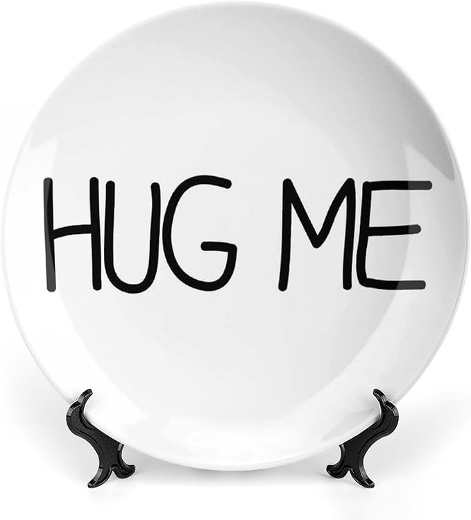 Decorative Plate Hug-me Custom Decor for Home Farmhouse Household Wedding Porcelain Dessert Plate Set with Vertical Stand, Multi Sizes by Choosing, Gifts for Men Women