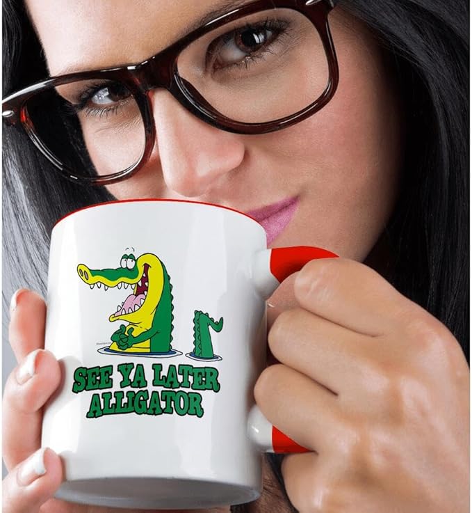 3dRose See Ya Later Alligator 11oz Two-Tone Red Mug