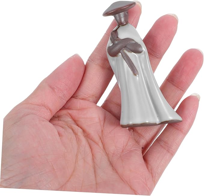 SUPVOX Japanese Monk Statue for Home Decor Samurai Sculpture Asian Garden Sculpture Ceramic Miniature Table Ornament