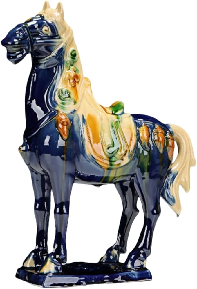 Collectible Sculptures/Figurines Chinese Feng Shui Ceramic Sculpture Silk Road Asian Art Decorative Ornaments Blue Horse