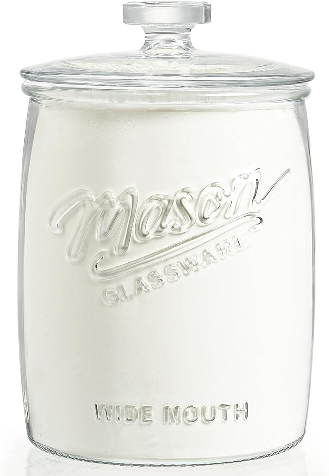 1 Gallon Glass Cookie Jar with Airtight Lid, Wide Mouth Mason Jar for Pantry & Laundry Room Organization, Large Apothecary Jars for Sugar, Candy, Rice, Dog Treat & Food Storage Jar– Set of 1