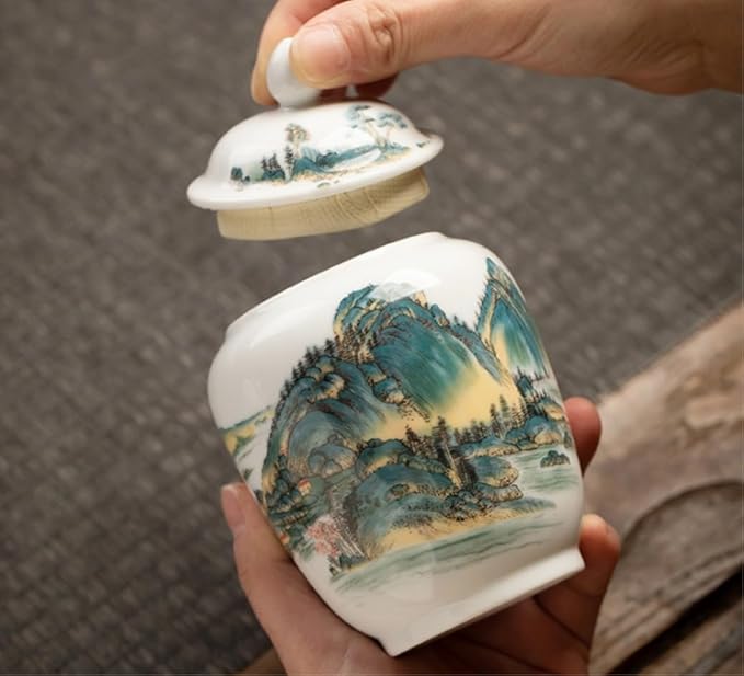 Ginger Jar Decorative Jars Ceramic Ginger Jar Vase Chinoiserie Chinese Style Traditional Porcelain Jars Asian Ginger Jar for Home Storage Jar Apothecary Jars(B)