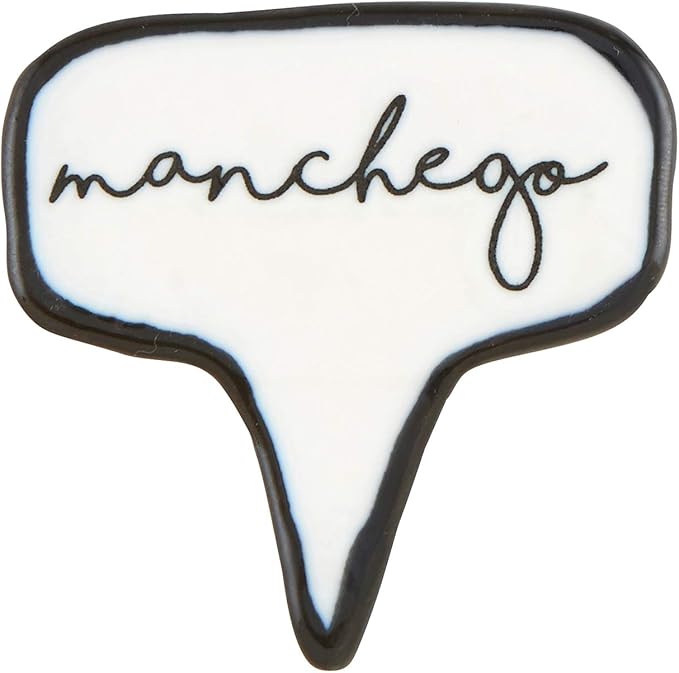 Santa Barbara Design Studio Table Sugar Ceramic Cheese Markers Set of 4, 2" x 2", White/Black